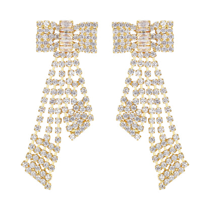 Bowknot multi-row tassel earrings