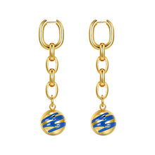 Load image into Gallery viewer, Drop glazed round ball long chain earrings
