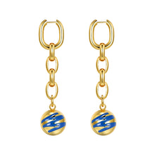 Load image into Gallery viewer, Drop glazed round ball long chain earrings
