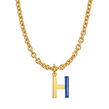 Load image into Gallery viewer, Lock chain necklace and drip glaze letter pendant golden set
