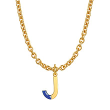 Load image into Gallery viewer, Lock chain necklace and drip glaze letter pendant golden set

