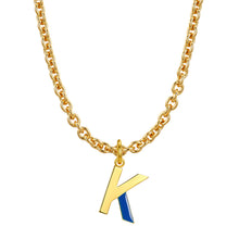 Load image into Gallery viewer, Lock chain necklace and drip glaze letter pendant golden set
