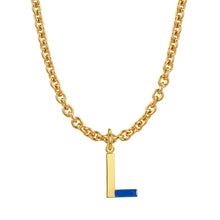 Load image into Gallery viewer, Lock chain necklace and drip glaze letter pendant golden set
