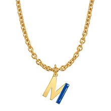 Load image into Gallery viewer, Lock chain necklace and drip glaze letter pendant golden set
