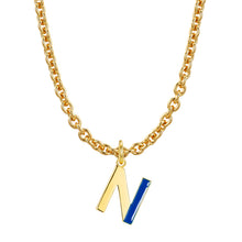 Load image into Gallery viewer, Lock chain necklace and drip glaze letter pendant golden set
