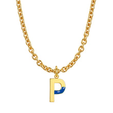 Load image into Gallery viewer, Lock chain necklace and drip glaze letter pendant golden set
