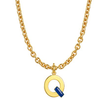 Load image into Gallery viewer, Lock chain necklace and drip glaze letter pendant golden set
