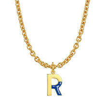 Load image into Gallery viewer, Lock chain necklace and drip glaze letter pendant golden set
