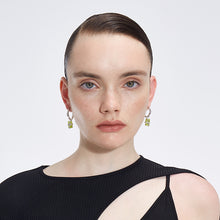Load image into Gallery viewer, Rectangular double rope offset circle earrings
