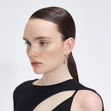 Load image into Gallery viewer, Rectangular double rope offset circle earrings
