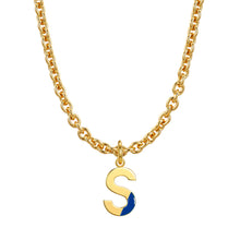 Load image into Gallery viewer, Lock chain necklace and drip glaze letter pendant golden set
