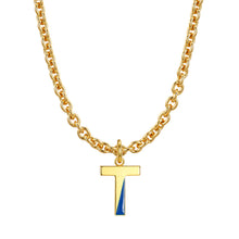 Load image into Gallery viewer, Lock chain necklace and drip glaze letter pendant golden set
