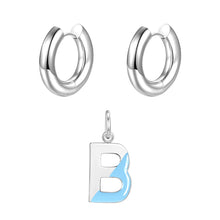 Load image into Gallery viewer, Round ear buckle and drip glaze letter pendant white gold set
