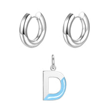 Load image into Gallery viewer, Round ear buckle and drip glaze letter pendant white gold set
