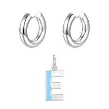 Load image into Gallery viewer, Round ear buckle and drip glaze letter pendant white gold set
