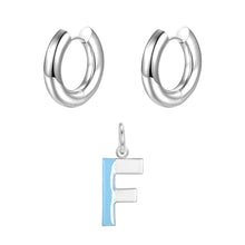 Load image into Gallery viewer, Round ear buckle and drip glaze letter pendant white gold set
