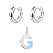 Load image into Gallery viewer, Round ear buckle and drip glaze letter pendant white gold set
