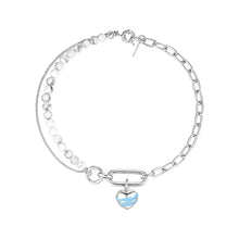 Load image into Gallery viewer, White turquoise back clasp drip glaze stitching necklace
