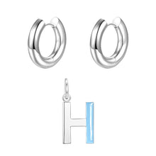 Load image into Gallery viewer, Round ear buckle and drip glaze letter pendant white gold set
