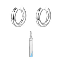Load image into Gallery viewer, Round ear buckle and drip glaze letter pendant white gold set
