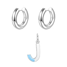 Load image into Gallery viewer, Round ear buckle and drip glaze letter pendant white gold set
