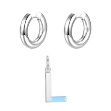 Load image into Gallery viewer, Round ear buckle and drip glaze letter pendant white gold set
