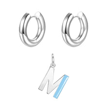 Load image into Gallery viewer, Round ear buckle and drip glaze letter pendant white gold set
