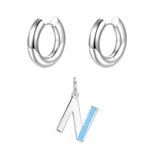 Load image into Gallery viewer, Round ear buckle and drip glaze letter pendant white gold set
