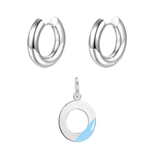 Load image into Gallery viewer, Round ear buckle and drip glaze letter pendant white gold set
