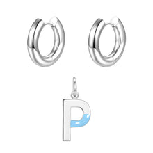 Load image into Gallery viewer, Round ear buckle and drip glaze letter pendant white gold set
