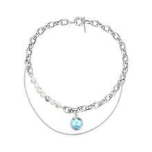 Load image into Gallery viewer, Drip-glazed white turquoise stitching necklace
