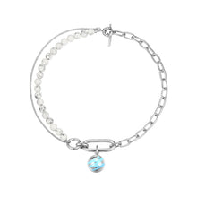 Load image into Gallery viewer, White turquoise back clasp drip glaze stitching necklace
