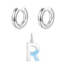 Load image into Gallery viewer, Round ear buckle and drip glaze letter pendant white gold set
