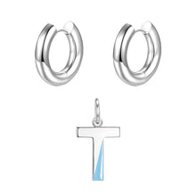 Load image into Gallery viewer, Round ear buckle and drip glaze letter pendant white gold set
