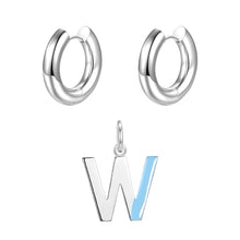 Load image into Gallery viewer, Round ear buckle and drip glaze letter pendant white gold set

