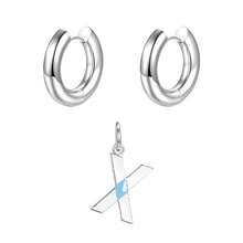 Load image into Gallery viewer, Round ear buckle and drip glaze letter pendant white gold set
