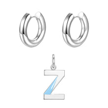Load image into Gallery viewer, Round ear buckle and drip glaze letter pendant white gold set
