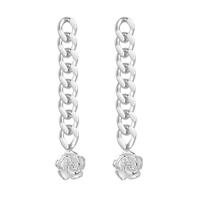 Rose chain earrings