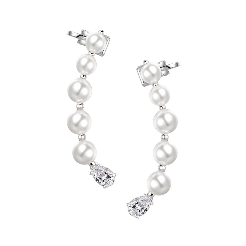 Curved pearl integrated ear clip