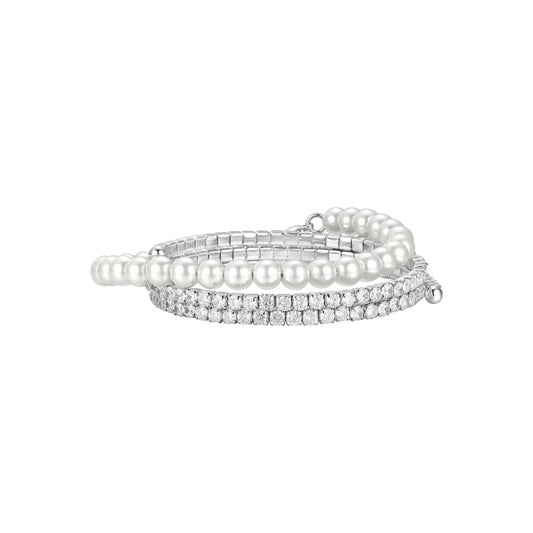 Three-layer pearl crystal diamond bracelet