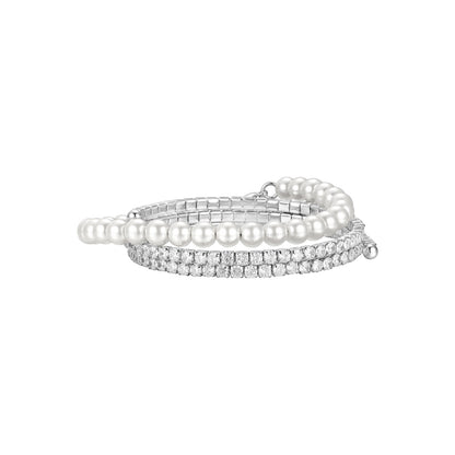 Bracelet en diamant et cristal de perles à trois couches