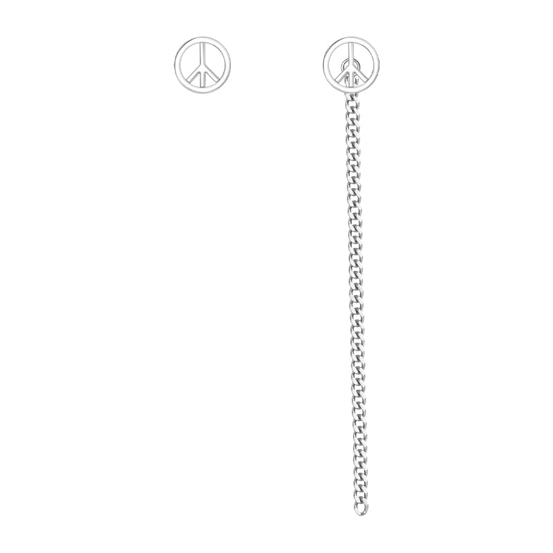 Anti-war logo asymmetric chain earrings