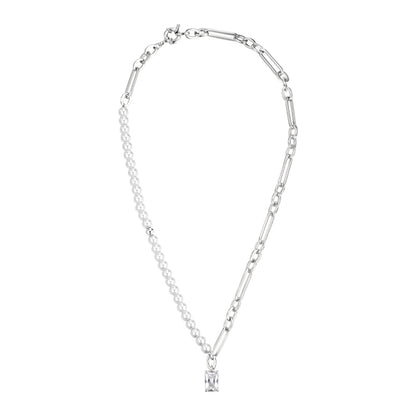 Square zircon asymmetric necklace