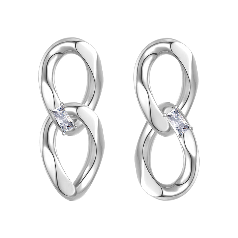 Chain Crystal Diamond Stud Earrings