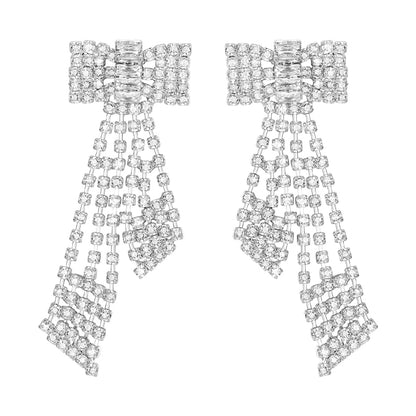 Bowknot multi-row tassel earrings