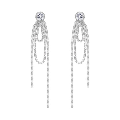 Oval long tassel earrings