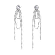 Load image into Gallery viewer, Oval long tassel earrings
