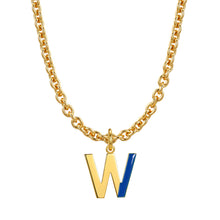 Load image into Gallery viewer, Lock chain necklace and drip glaze letter pendant golden set
