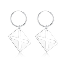 Load image into Gallery viewer, X hollow square earrings
