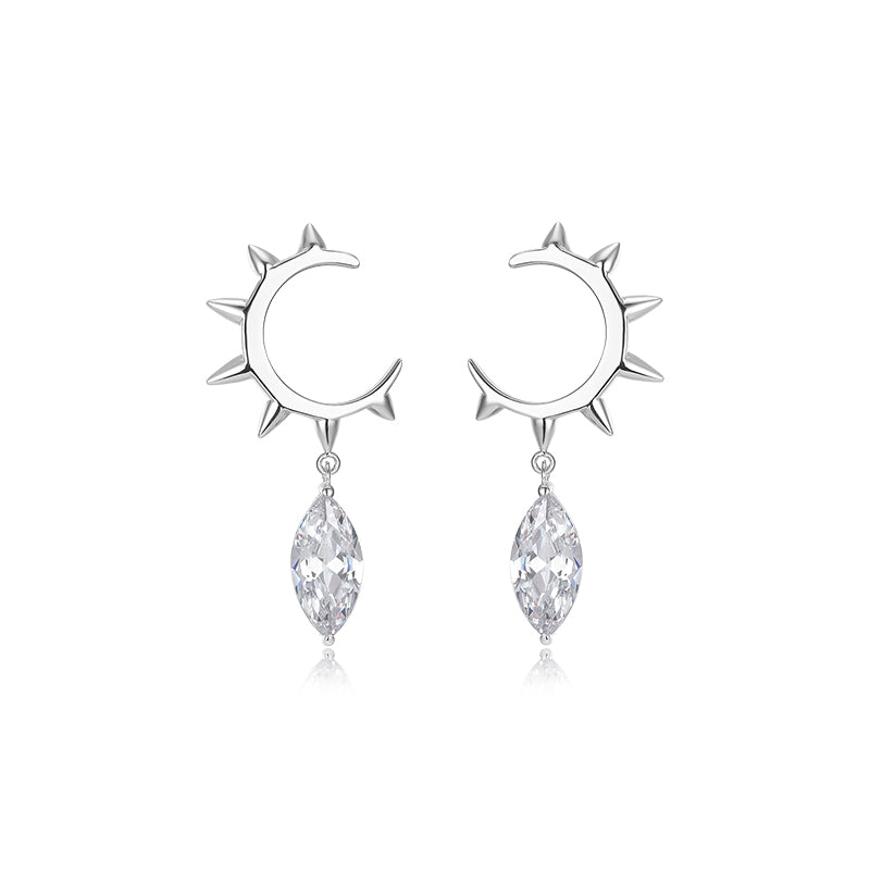 Half round rivet crystal diamond earrings
